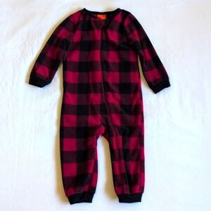 joe fresh buffalo check fleece footless zipper sleeper pajamas 12-18 months baby